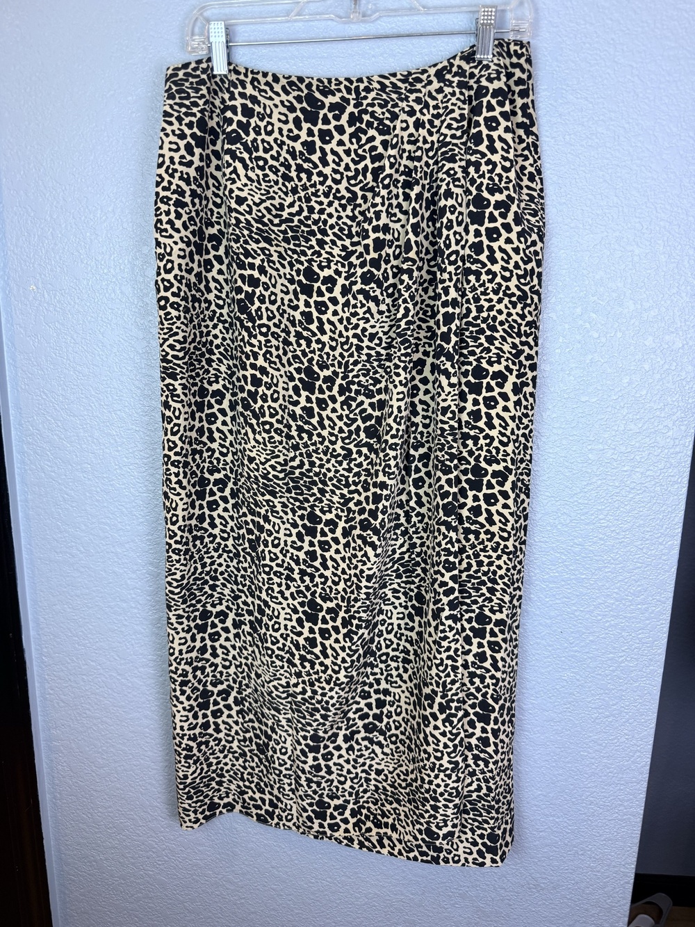 Spenser Jeremy Skirt Womens 12 Beige Leopard Print Silk Long Pencil Lined